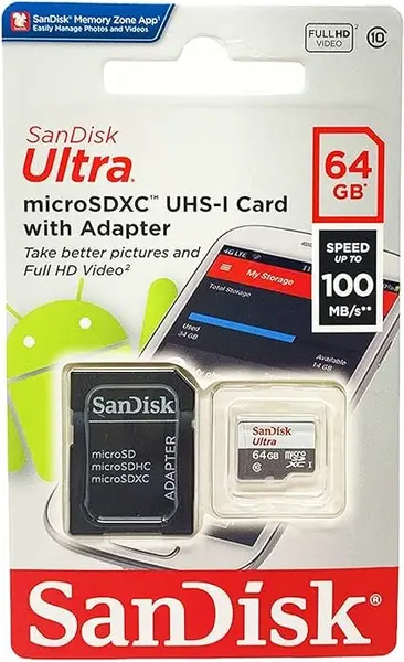 USB Card  SanDiskUltra microSD Memory Card, 64GB, Class 10