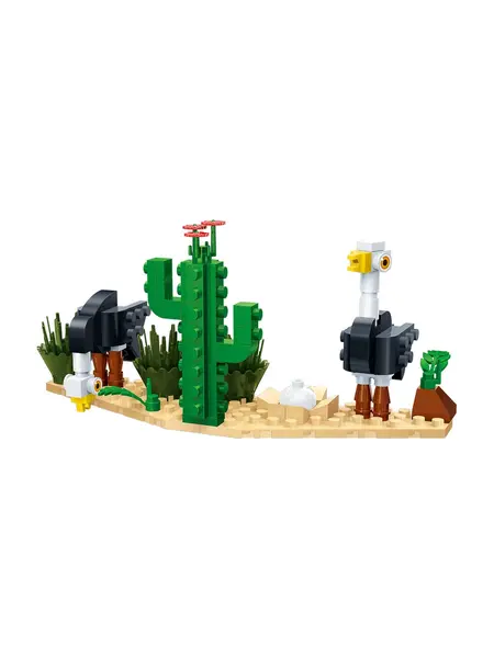 Lodër - Grassland Animals Building Blocks (Ostrich, 93 copë)"