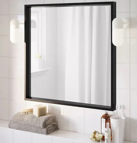 IKEA NISSEDAL Pasqyrë 65x65cm / zezë, Ngjyra: Zezë
