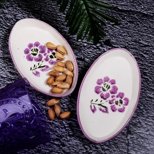 Ene qeramike ovale per meze, Ngjyra: Vjollcë