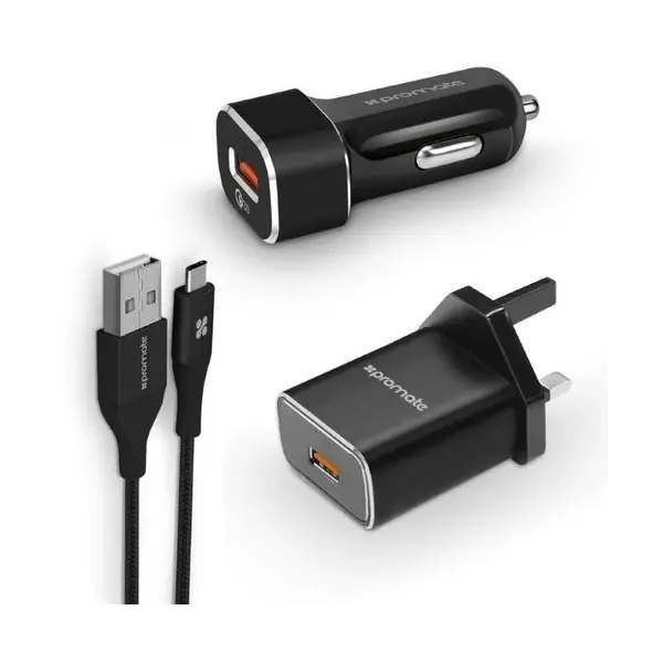 Adapter për makinë PROMATE AutoGear - QC3 USB-C  /e zezë"