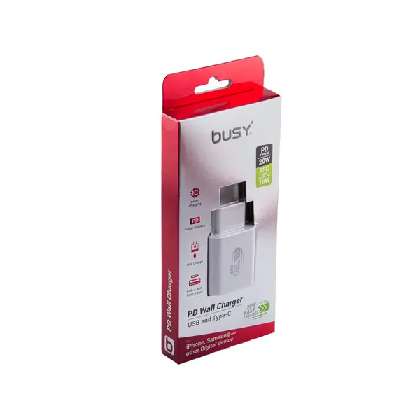 Adapter Busy Wall Charger USB A & USB C PD 38W