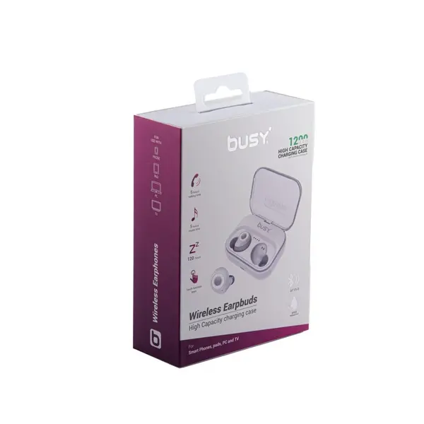 Dëgjuese Busy Bluetooth Earbuds white