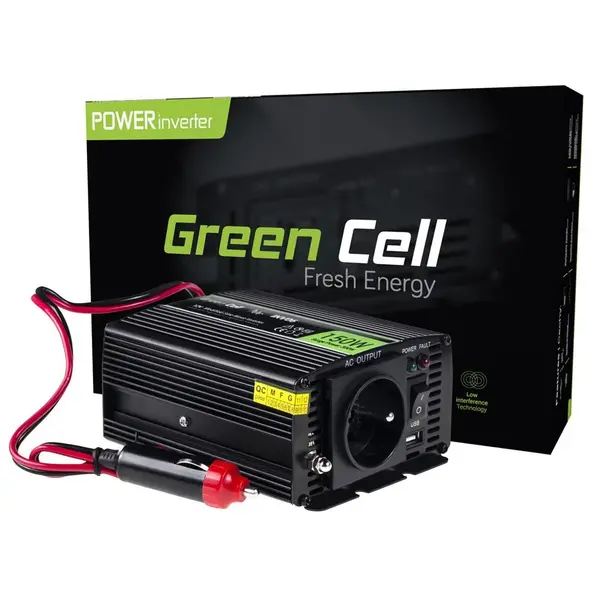 Inverter Green Cell voltage converter 12V to 230V 150W/300W / Black 