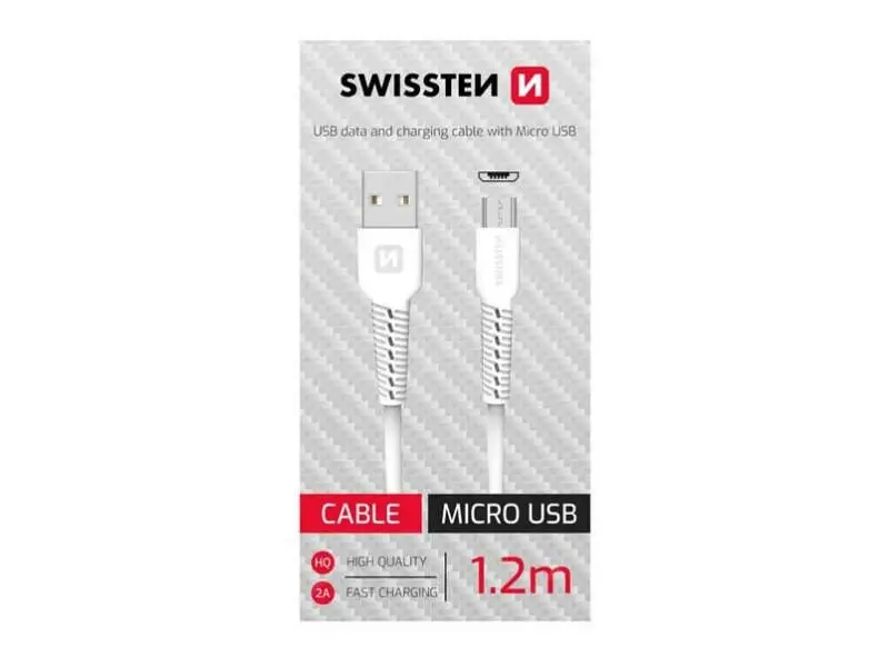 Kabëll Swissten DATA USB/MICRO USB 1.2M BARDHE 71506010"